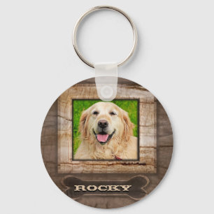 Hout Let Dog Memorial with Bone Sleutelhanger