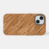 Hout: lichte houten latten iPhone 15 case (Achterkant horizontaal)