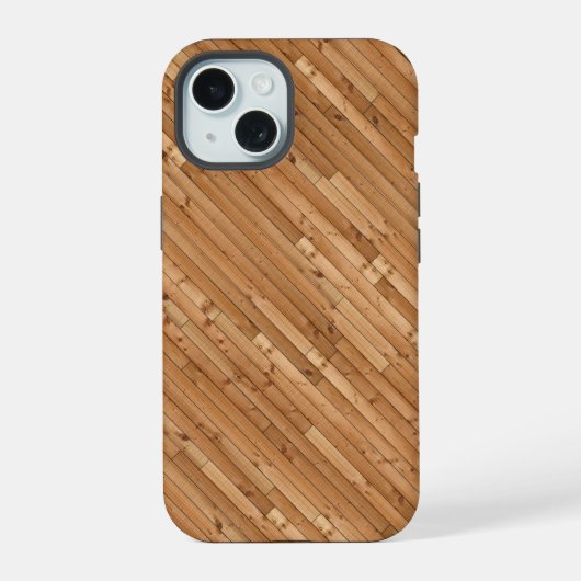 Hout: lichte houten latten iPhone 15 case (Achterkant)
