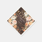 Hout, Lichten, Blush Roze & Perzik Bloemen Bruilof Servet (Hoek)