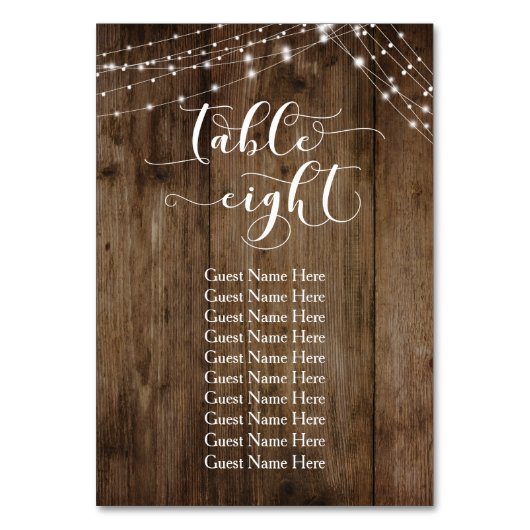 Hout & Lichten Tafel Acht met Gastennamen Kaart (Achterkant)