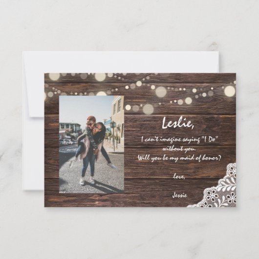 Hout Lichten word je mijn meid van eer? Foto Kaart (Achterkant)