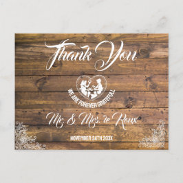Hout & Liefdevolle Hart Bruiloft Briefkaart