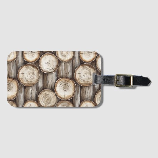 Hout Log Cabin Kerstmis Bagagelabel (Voorkant (horizontaal))