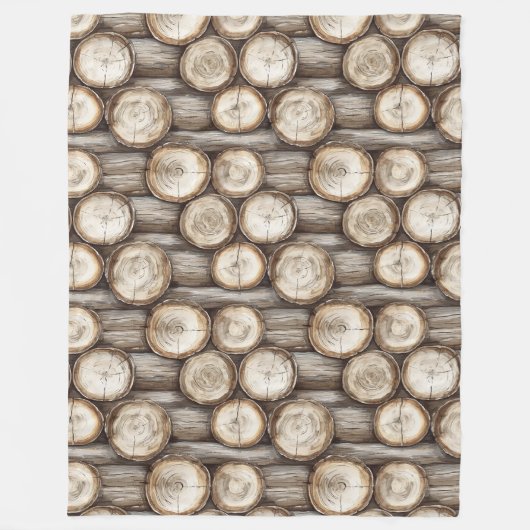 Hout Log Cabin Kerstmis Fleece Deken (Voorkant)