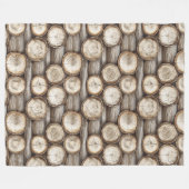 Hout Log Cabin Kerstmis Fleece Deken (Voorkant (Horizontaal))