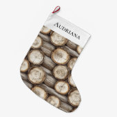 Hout Log Cabin Kerstmis Grote Kerstsok (Voorkant (Hangend))