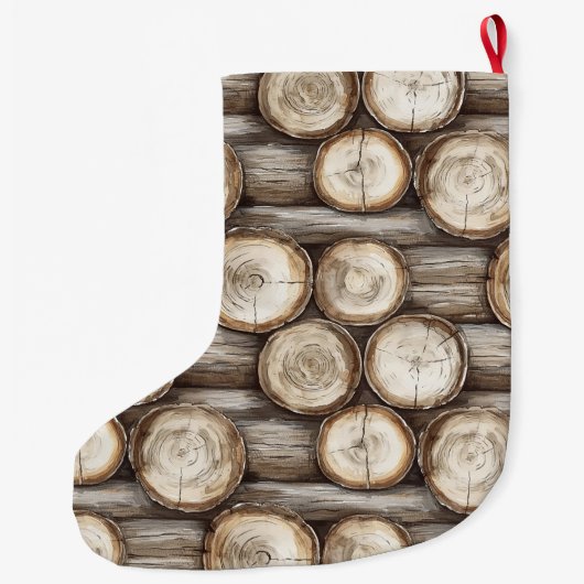 Hout Log Cabin Kerstmis Grote Kerstsok (Achterkant)
