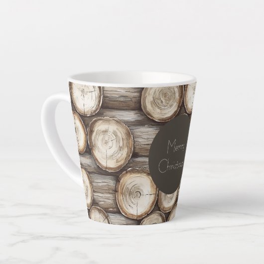 Hout Log Cabin Kerstmis Latte Mok (Linkerhoek)