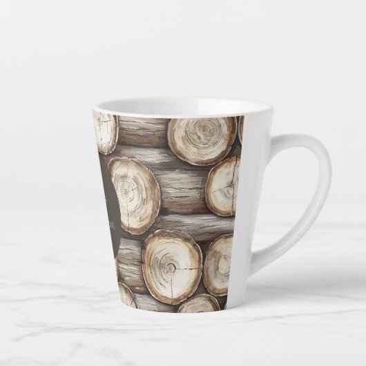 Hout Log Cabin Kerstmis Latte Mok (Rechts)