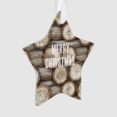 Hout Log Cabin Kerstmis Ornament (voorkant)