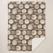 Hout Log Cabin Kerstmis Sherpa Deken (Voorkant)