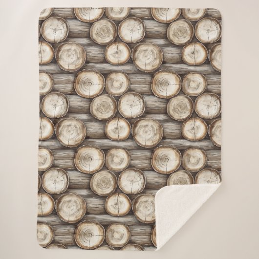 Hout Log Cabin Kerstmis Sherpa Deken (Voorkant)