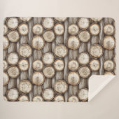 Hout Log Cabin Kerstmis Sherpa Deken (Voorkant (horizontaal))