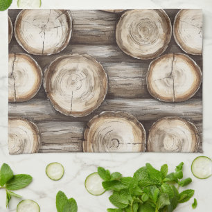 Hout Log Cabin Kerstmis Theedoek