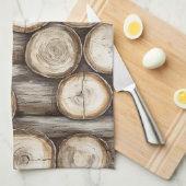 Hout Log Cabin Kerstmis Theedoek (Quarter Fold)