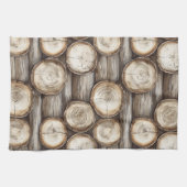 Hout Log Cabin Kerstmis Theedoek (Horizontaal)