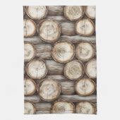 Hout Log Cabin Kerstmis Theedoek (Verticaal)