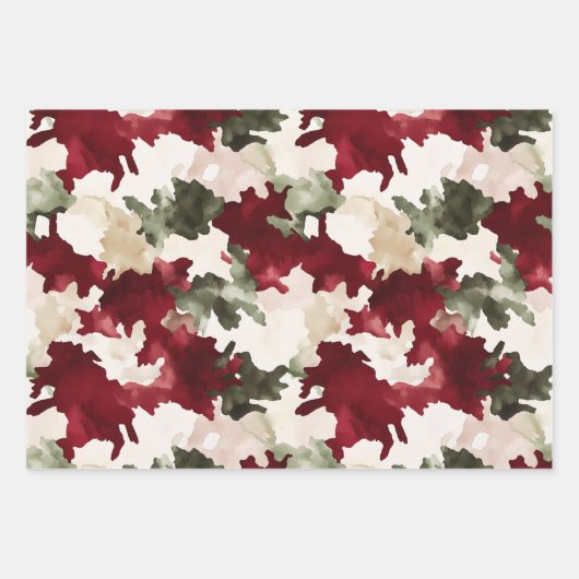 Hout Log Cabin Rood Groen Kerstmis Inpakpapier Vel (Voorkant 3)