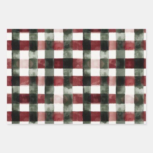 Hout Log Cabin Rood Groen Kerstmis Inpakpapier Vel (Voorkant 2)