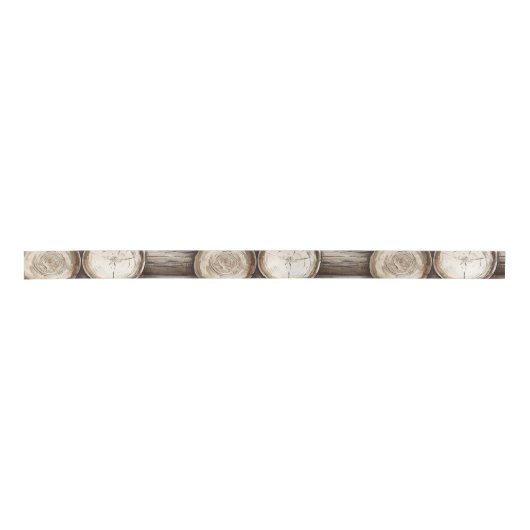 Hout Log Cabin Rood Groen Kerstmis Satijnen Lint (Voorkant)