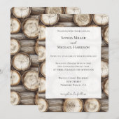 Hout Log Cabin Wedding Kaart (Voorkant / Achterkant)