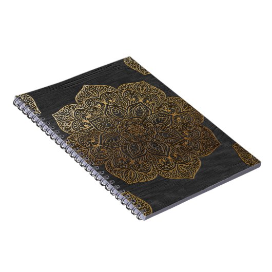 Hout mandala-goud notitieboek (Rechterzijde)