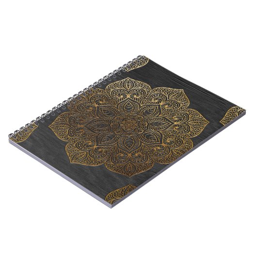Hout mandala-goud notitieboek (Linkerzijde)