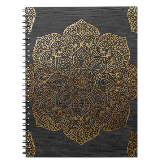 Hout mandala-goud notitieboek (Voorkant)