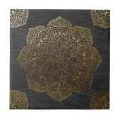 Hout mandala-goud tegeltje (Voorkant)