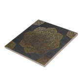 Hout mandala-goud tegeltje (Zijkant)