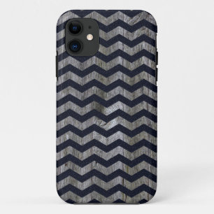 Hout marineblauw zigzag patroon iPhone 11 hoesje