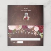 Hout Mason Jar Burgundy Table Number Weddenschap Plaatskaartje (Buitenkant ongevouwen)