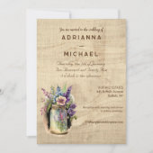 Hout Mason Jar Land Bloemen Bruiloft Uitnodiging (Voorkant)