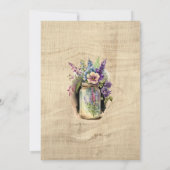 Hout Mason Jar Land Bloemen Bruiloft Uitnodiging (Achterkant)