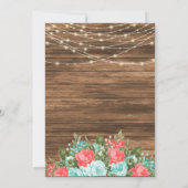 Hout, Mason Jars en Blauwgroen, koraalbloemig huwe Kaart (Achterkant)