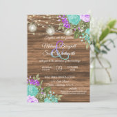 Hout, Mason Jars en Blauwgroen, Paarse ventilator Kaart (Staand voorkant)