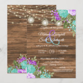 Hout, Mason Jars en Blauwgroen, Paarse ventilator Kaart (Voorkant / Achterkant)