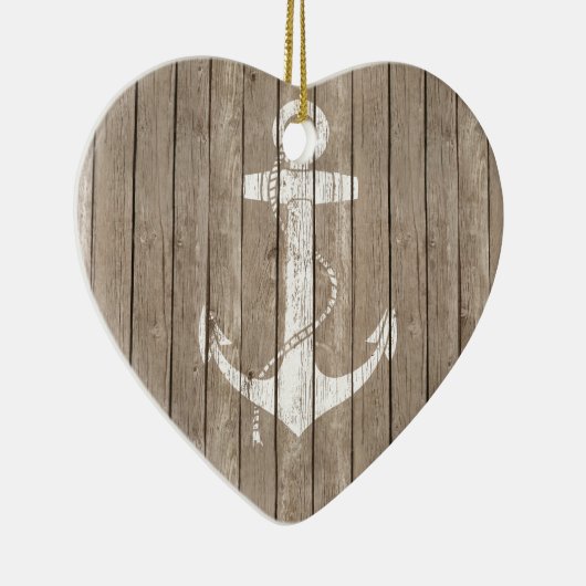 Hout met anker keramisch ornament (Rechts)