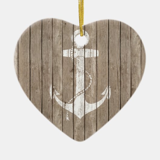 Hout met anker keramisch ornament (Voorkant)