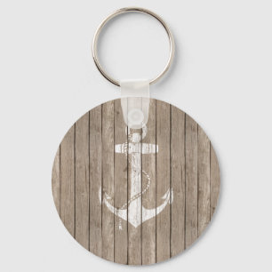 Hout met anker sleutelhanger