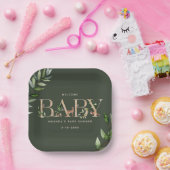 Hout met Baby shower van bosdieren Papieren Bordje (Feest)