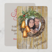 Hout met Bells Photo Template Holiday Kaart (Voorkant / Achterkant)
