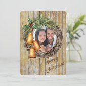 Hout met Bells Photo Template Holiday Kaart (Staand voorkant)