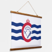 Hout met bovenzijde wandtapijt met vlag van Cincin Hangend Wandkleed (Gebogen)