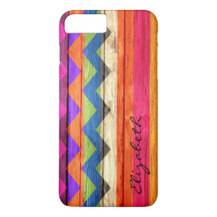 Hout met kleurcode Chevron Stripes  iPhone 8/7 Plus Hoesje
