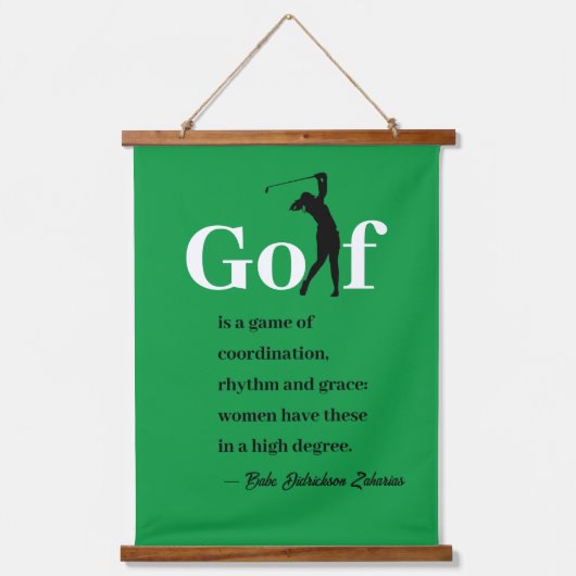 Hout met onderkant Babe Zaharias Golf Quote Wall T Hangend Wandkleed (Voorkant)