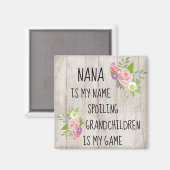 Hout met roze Paarse Floral Nana/grootmoeder Magneet (Voorkant / Achterkant)