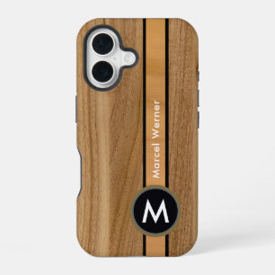 Hout met rustieke uitstraling elegant bruin iPhone 16 hoesje