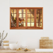 Hout met vier ruiten, verlichting - eekhoorn poster (Keuken)